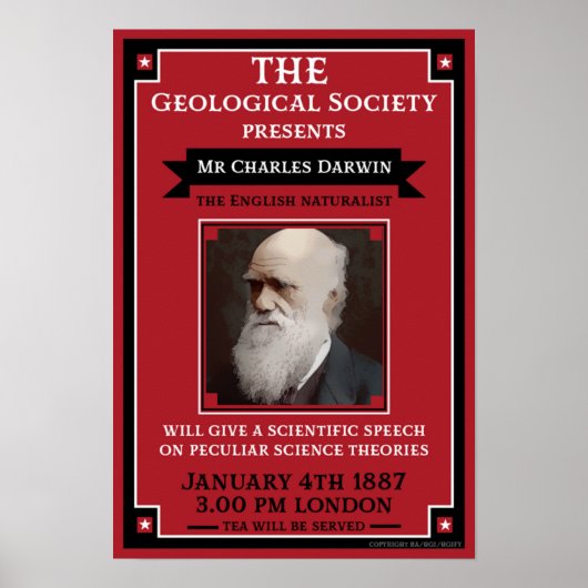 Charles Darwin Repro Retro Poster (Voorkant)