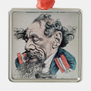 Charles Dickens astride over het Kanaal Metalen Ornament