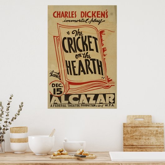 Charles Dickens cricket on the Hearth WPA Poster (Keuken)