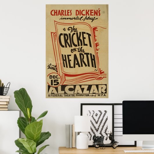 Charles Dickens cricket on the Hearth WPA Poster (Thuiskantoor)