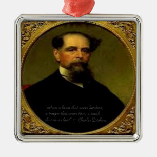 Charles Dickens & Hartverwarmende Quote Metalen Ornament