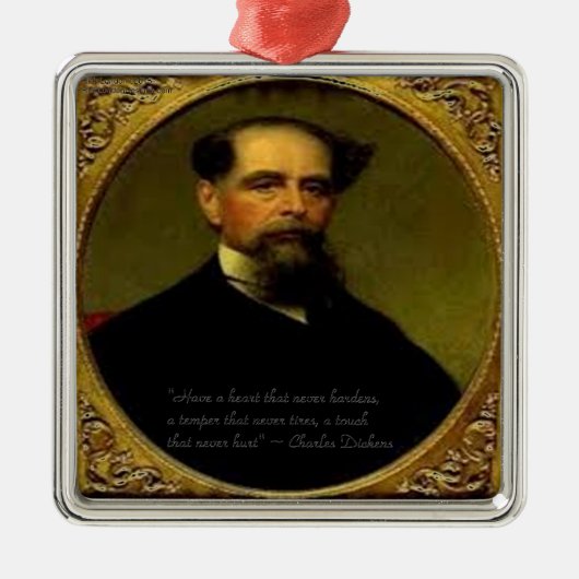 Charles Dickens & Heartfelt Quote Metalen Ornament (Voorkant)