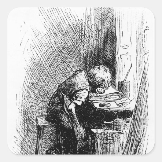 Charles Dickens in de bloedvaten Vierkante Sticker (Voorkant)