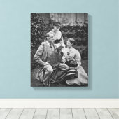 Charles Dickens met twee dochters Canvas Afdruk (Insitu (Houten vloer))