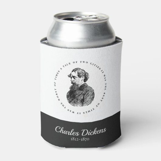 Charles Dickens Portrait en Quote Blikjeskoeler (Blikje Voorkant)