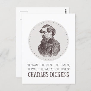 Charles Dickens Portrait en Quote Briefkaart