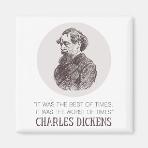 Charles Dickens Portrait en Quote Magneet