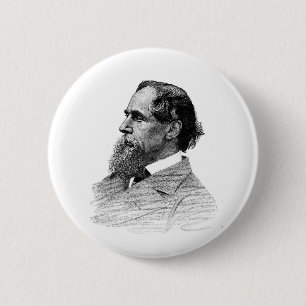 Charles Dickens Profiel Ronde Button 5,7 Cm