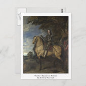 Charles I Equestrian Portret van Anthony Van Dyck Briefkaart (Voorkant / Achterkant)
