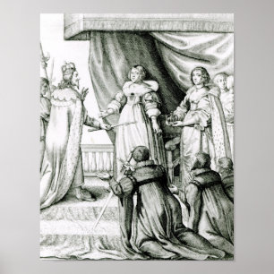 Charles I krijgt de scepter en kroon Poster