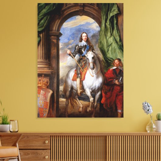 Charles I op Horseback van Van Dyck Canvas Afdruk (Insitu (Woonkamer))