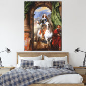 Charles I op Horseback van Van Dyck Canvas Afdruk (Insitu (Slaapkamer))