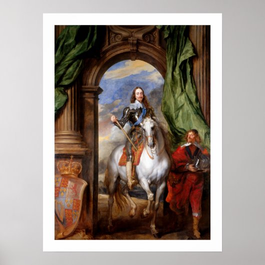 Charles I op Horseback van Van Dyck Poster (Voorkant)