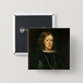 Charles II van Spanje Vierkante Button 5,1 Cm (Voorkant /achterkant)