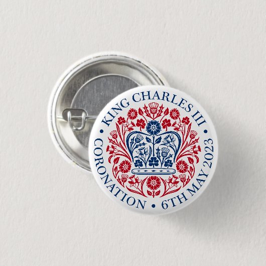 Charles III Coronation Ronde Button 3,2 Cm (Voorkant /achterkant)
