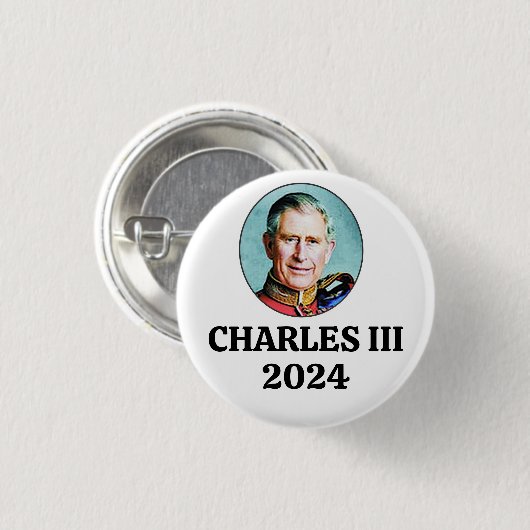 Charles III in 2024 Ronde Button 3,2 Cm (Voorkant /achterkant)