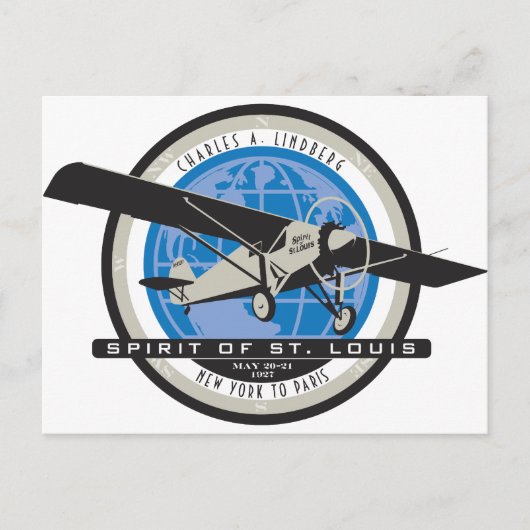 Charles Linberg Historic Flight Briefkaart (Voorkant)