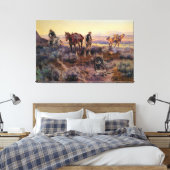 Charles M. Russell betaalt de Fiddler (1919) Canvas Afdruk (Insitu (Slaapkamer))