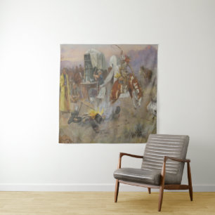 Charles M Russell - Bronc in Koe Camp Wandkleed