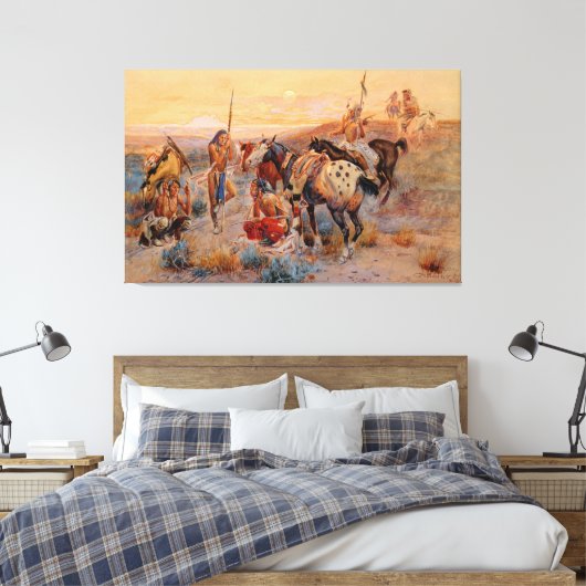 Charles M. Russell's First Wagon Tracks (1908) Canvas Afdruk (Insitu (Slaapkamer))