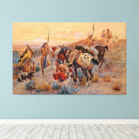 Charles M. Russell's First Wagon Tracks (1908) Canvas Afdruk (Insitu (Houten vloer))