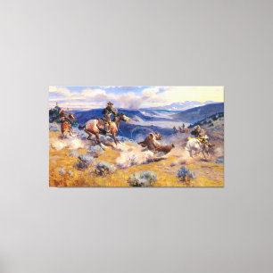 Charles M. Russell's Loops and Swift Horses (1916) Canvas Afdruk