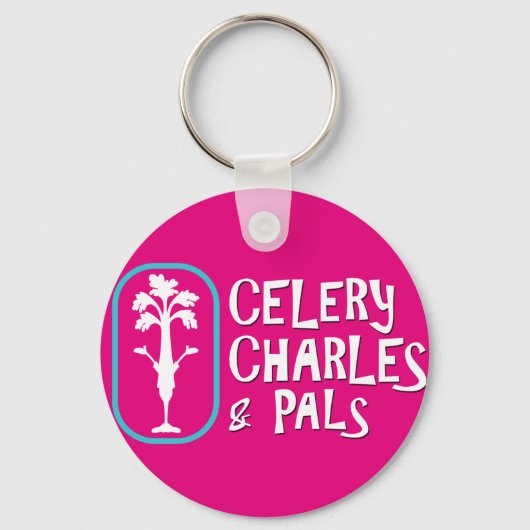 "Charles & Pals" Fuchsia Button Sleutelhanger (Voorkant)