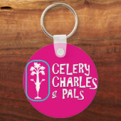"Charles & Pals" Fuchsia Button Sleutelhanger (Voorkant)