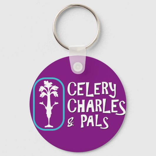 "Charles & Pals" Paarse Button Sleutelhanger (Voorkant)