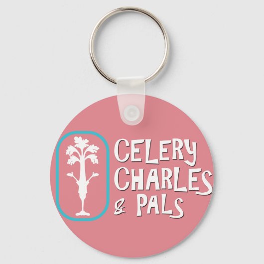 "Charles & Pals" Roze Button Sleutelhanger (Voorkant)