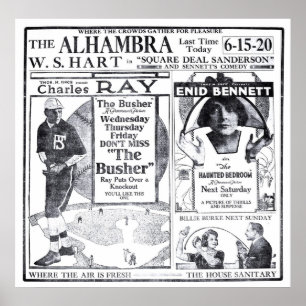 Charles Ray 1920 honkbalfilm en poster