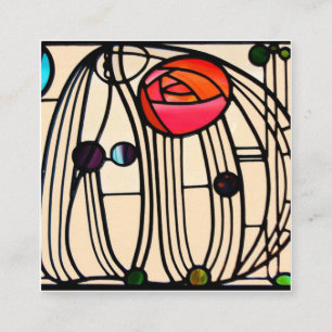 Charles Rennie Mackintosh Glas in lood Vierkante Visitekaartje