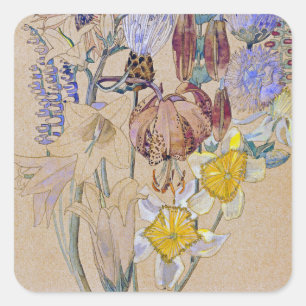 Charles Rennie Mackintosh - Mont Louis - Flower Vierkante Sticker