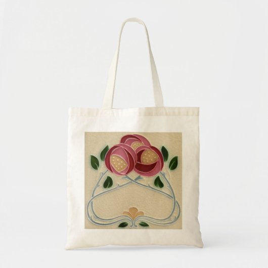 Charles Rennie Mackintosh Pink Red Rose Canvas tas (Voorkant)