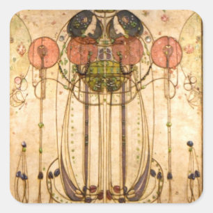 Charles Rennie Mackintosh The Wassail Vierkante Sticker