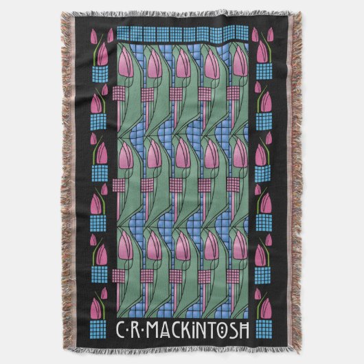 Charles Rennie Mackintosh Tulip Pattern Deken (Voorkant Verticaal)