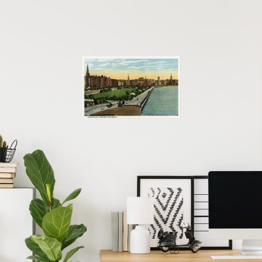 Charles River Basin en Esplanade Uitzicht Poster (Thuiskantoor)