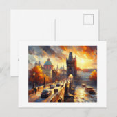 Charles River Bridge, stadsgezicht van Praag, Briefkaart (Voorkant / Achterkant)