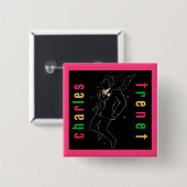 Charles Trenet Vierkante Button 5,1 Cm (Voorkant /achterkant)