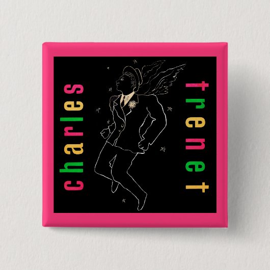 Charles Trenet Vierkante Button 5,1 Cm (Voorkant)