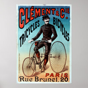 Charles Verneau Clement en Co. Tricycles Bicycles Poster
