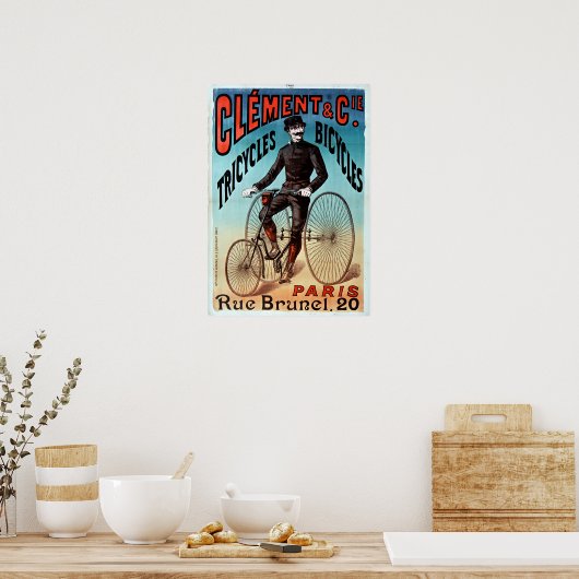 Charles Verneau Clement en Co. Tricycles Bicycles Poster (Keuken)