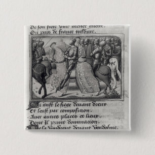 Charles VII en Joan of Arc bij het Siege van Vierkante Button 5,1 Cm