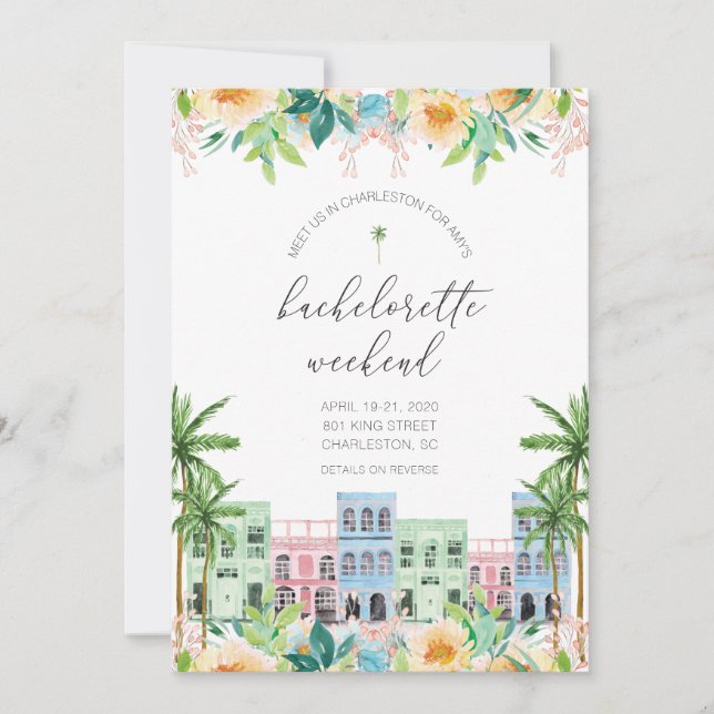 Charleston Bachelorette Invitation and Itinerary (Voorkant)
