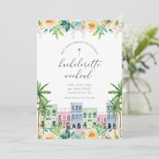 Charleston Bachelorette Invitation Rainbow Row (Debout devant)