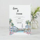 Charleston bruiloft bestemming uitnodiging (Staand voorkant)