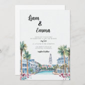 Charleston bruiloft bestemming uitnodiging (Voorkant / Achterkant)