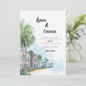 Charleston bruiloft bestemming uitnodiging (Staand voorkant)