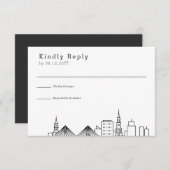 Charleston bruiloft | Gestileerde Skyline RSVP (Voorkant / Achterkant)