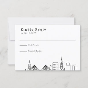 Charleston bruiloft   Gestileerde Skyline RSVP Kaartje